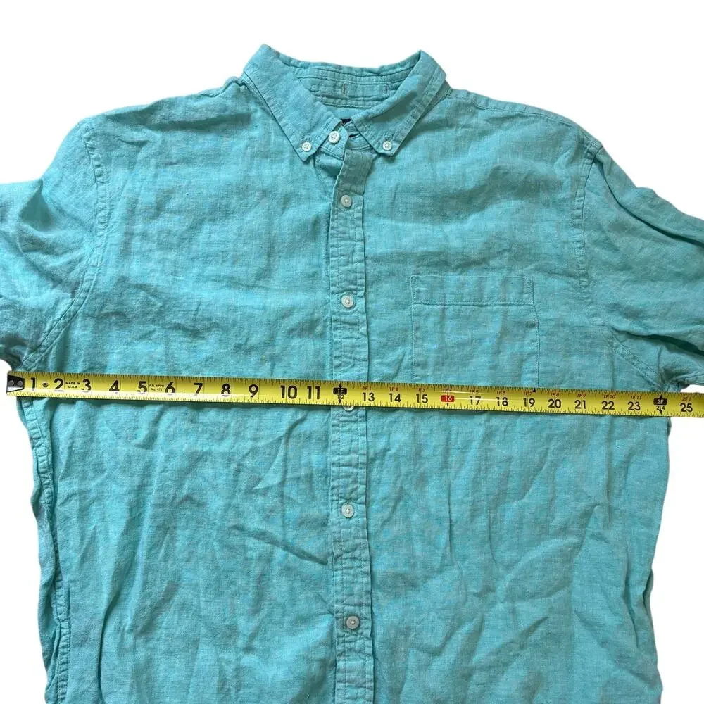 Banana Republic Men’s Light Blue 100% Linen Casual Dress Short Sleeve XL Resort